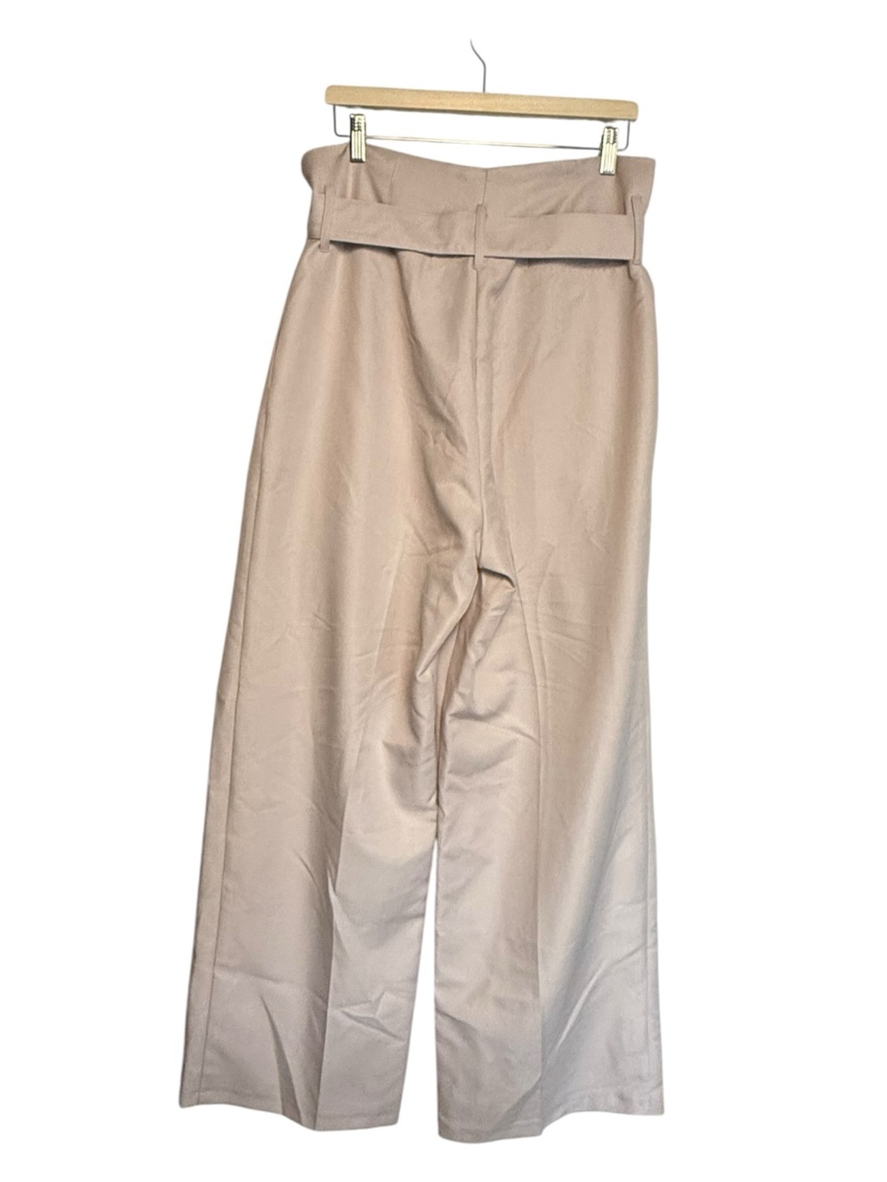ASOS high-waisted paperbag waist wide-leg trouser cream Size 12 NWT - Picture 4 of 9
